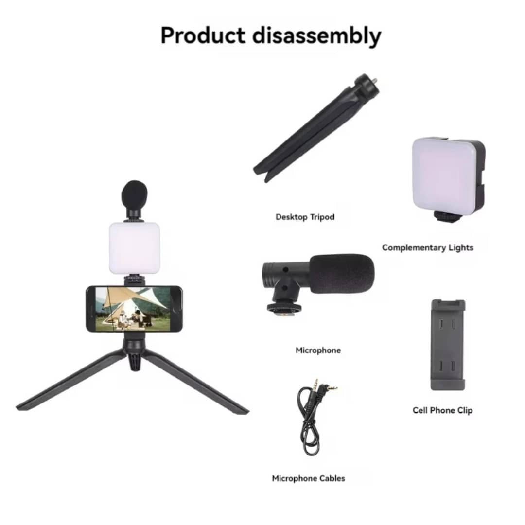 Kit de Vlogging Pro avec Microphone, Éclairage et Trépied Flexible – Tout-en-Un pour Créateurs de Contenu - Online Senegal