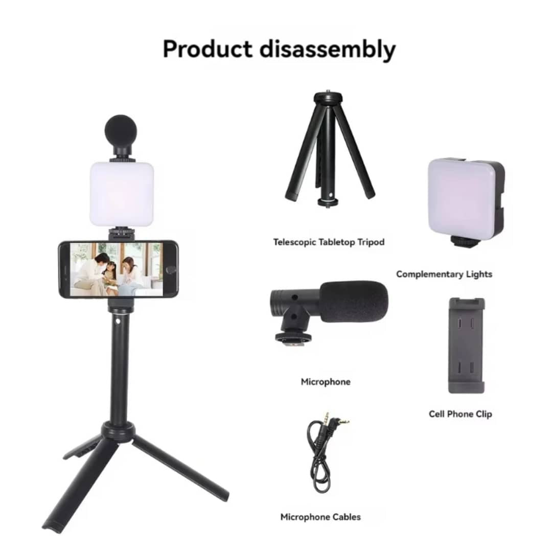 Kit de Vlogging Pro avec Microphone, Éclairage et Trépied Flexible – Tout-en-Un pour Créateurs de Contenu - Online Senegal